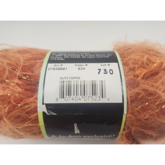 Sensations Angel Glitz Copper Sparkle Yarn 50g 44yd Acrylic Nylon Wool JoAnn - Picture 5 of 7
